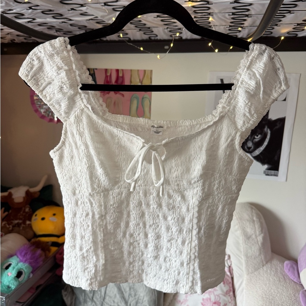 White Urban Outfitters Smocked Women's Crop Top